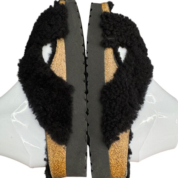 Birkenstock Papillio Daytona Black Shearling Slide Sandals, Size 38 NWOB - Picture 4 of 7